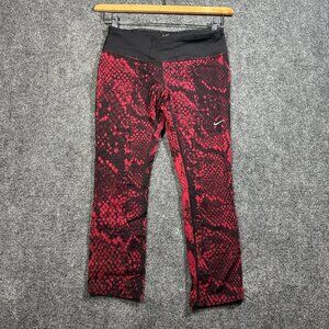 Nike Running Pants Women Small Dri Fit Compression Red Black Zip Waist Pocket